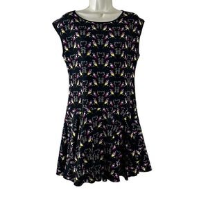 CeCe by Cynthia Steffe Womens Parrot Bird Print Fit & Flare Dress Black‎ Size 4